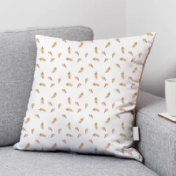 Velours écru motif plume rose et beige