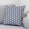 Velours écru motif éventail pétale bleu turquin
