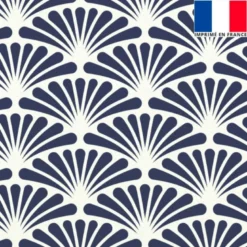 Velours écru motif éventail pétale bleu turquin