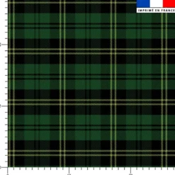 Velours d'habillement imprimé tartan noir et vert