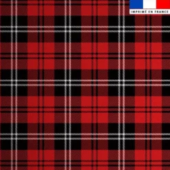 Velours d'habillement imprimé tartan noir et rouge