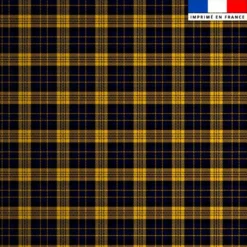Velours d'habillement imprimé tartan classique jaune et bleu