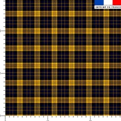Velours d'habillement imprimé tartan classique jaune et bleu