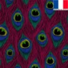 Velours fuchsia imprimé plume de paon dessin