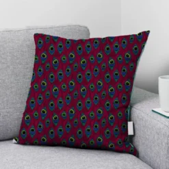 Velours fuchsia imprimé plume de paon dessin