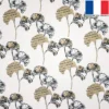 Velours grège imprimé ginkgo et asanoha beige et noir