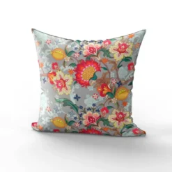 Velours gris imprimé grande fleur japonaise