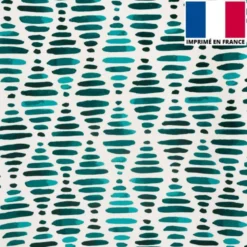 Velours imprimé aquarelle losange vert émeraude