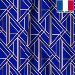 Velours imprimé art déco géométrique bleu majorelle