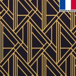 Velours imprimé art déco géométrique noir