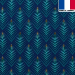 Velours imprimé art déco triangle émeraude