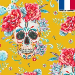 Velours imprimé calavera jaune