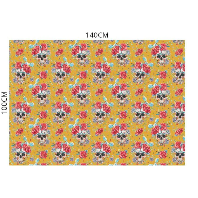 Velours imprimé calavera jaune
