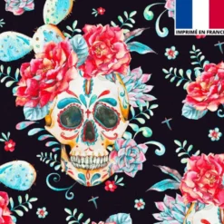 Velours imprimé calavera noir