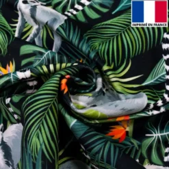 Velours noir imprimé jungle et lémurien