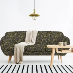 Velours noir motif sapin cachemire gold