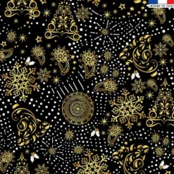 Velours noir motif sapin cachemire gold