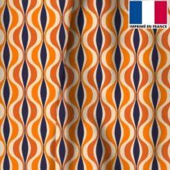 Velours orange et violet motif forme géométrique rétro