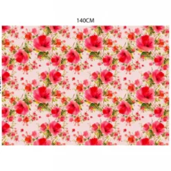 Velours rose imprimé coquelicot peint