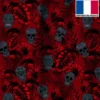 Velours rouge imprimé jungle tête de mort grise