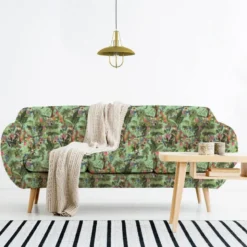 Velours vert d'eau motif animaux des bois