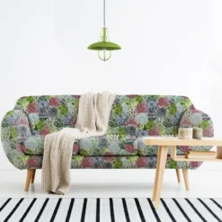 Velours vert motif plante grasse