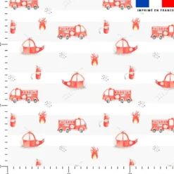Véhicules de pompier et rayures grises - Fond blanc