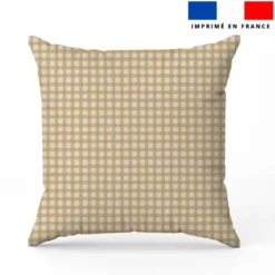 Vichy beige sable - Fond écru