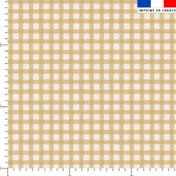 Vichy beige sable - Fond écru