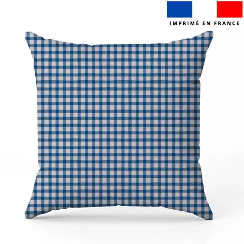 Vichy bleu - Fond écru