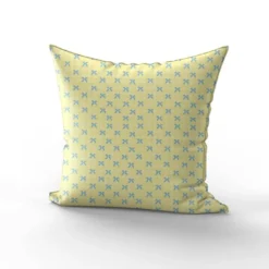 Vichy et petit noeud bleu - Fond jaune