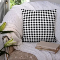 Vichy noir 10mm - Fond blanc