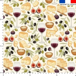 Vin et fromage - Fond écru
