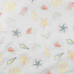 Voile de coton brodé coquillage et étoile de mer
