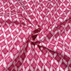 Voile de coton imprimé médaillon ethnique fuchsia