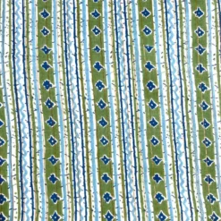 Voile de coton indien rayures lurex motif style provençal vert et bleu