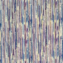 Voile de coton indien rayures lurex blanc motif traits violets et bleus