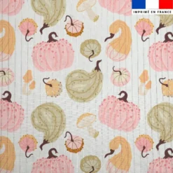 Voile de coton lurex motif cucurbitacées douceurs d'automne pastel