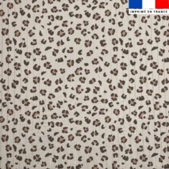 Voile de coton lurex motif petites tâches léopard camel et marron