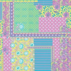 Voile de coton patchwork tropical et animalier
