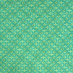 Voile de coton petits losanges ethniques turquoise et jaune