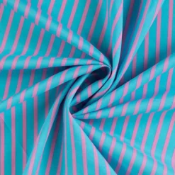 Voile de coton rayures roses et turquoise