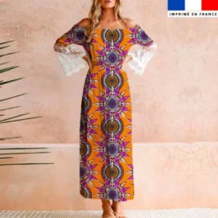 Wax abstrait harmonieux rose et orange - Fond orange