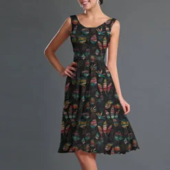 Wax feuilles tropicales multicolores - Fond noir