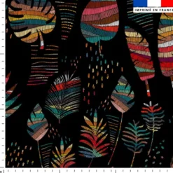 Wax feuilles tropicales multicolores - Fond noir