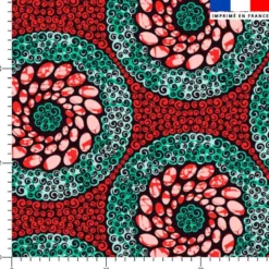 Wax fleur abstraite et spirale rouge et vert d'eau - Fond noir
