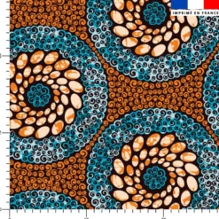 Wax fleur abstraite et spirale orange et bleue - Fond noir