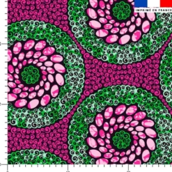 Wax fleur abstraite et spirale verte et rose - Fond noir