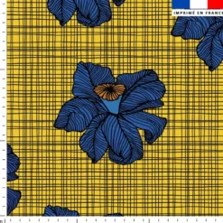 Wax fleur bleue - Fond jaune