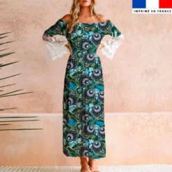 Wax forme abstraite bleu et violet - Fond vert foncé